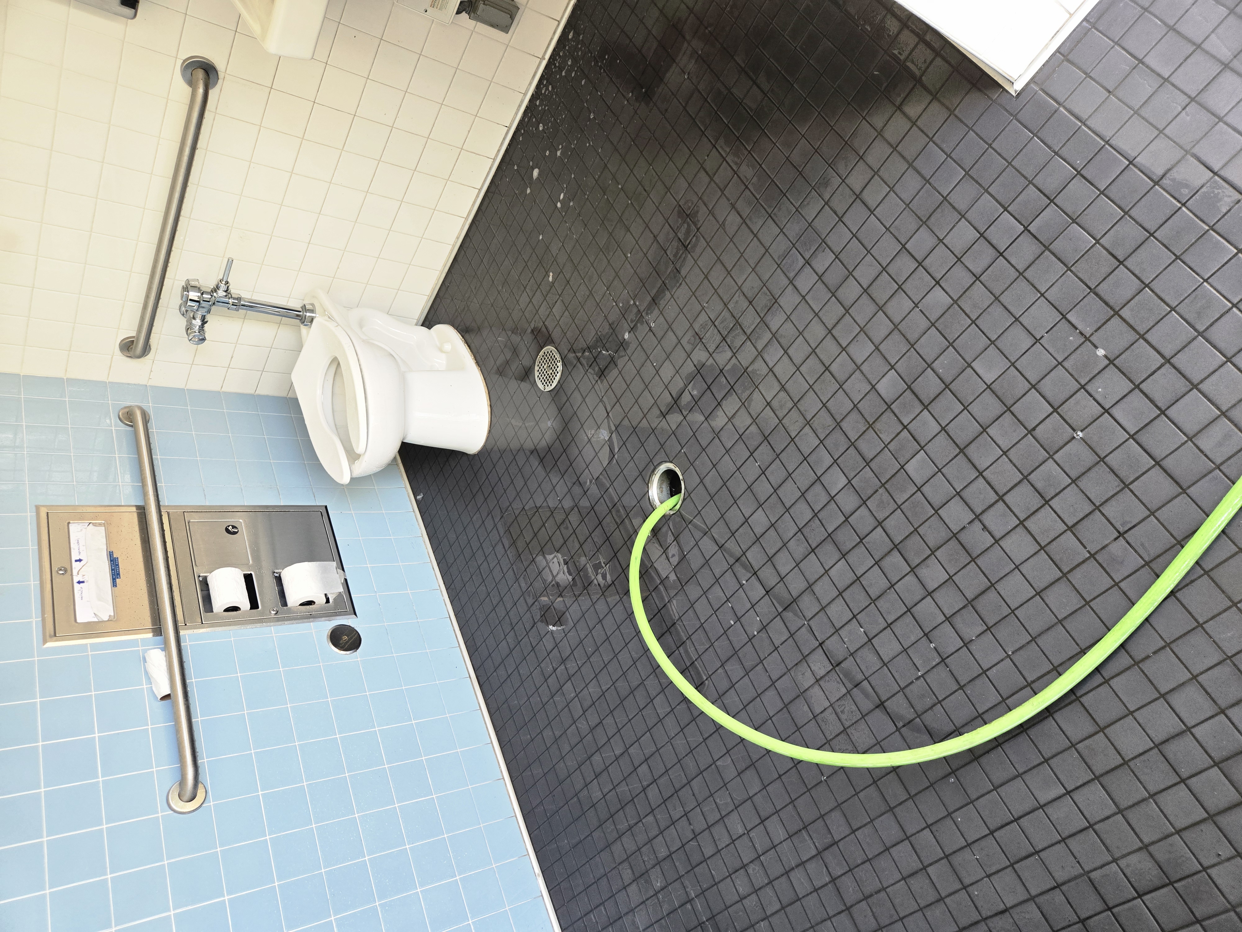 Commercial floor drain after hydrojetting fully restored