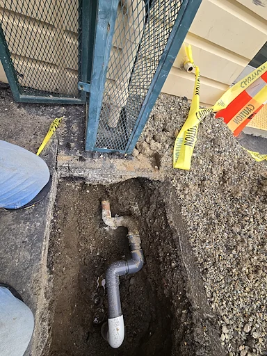 Main water line excavation before repair West Covina
